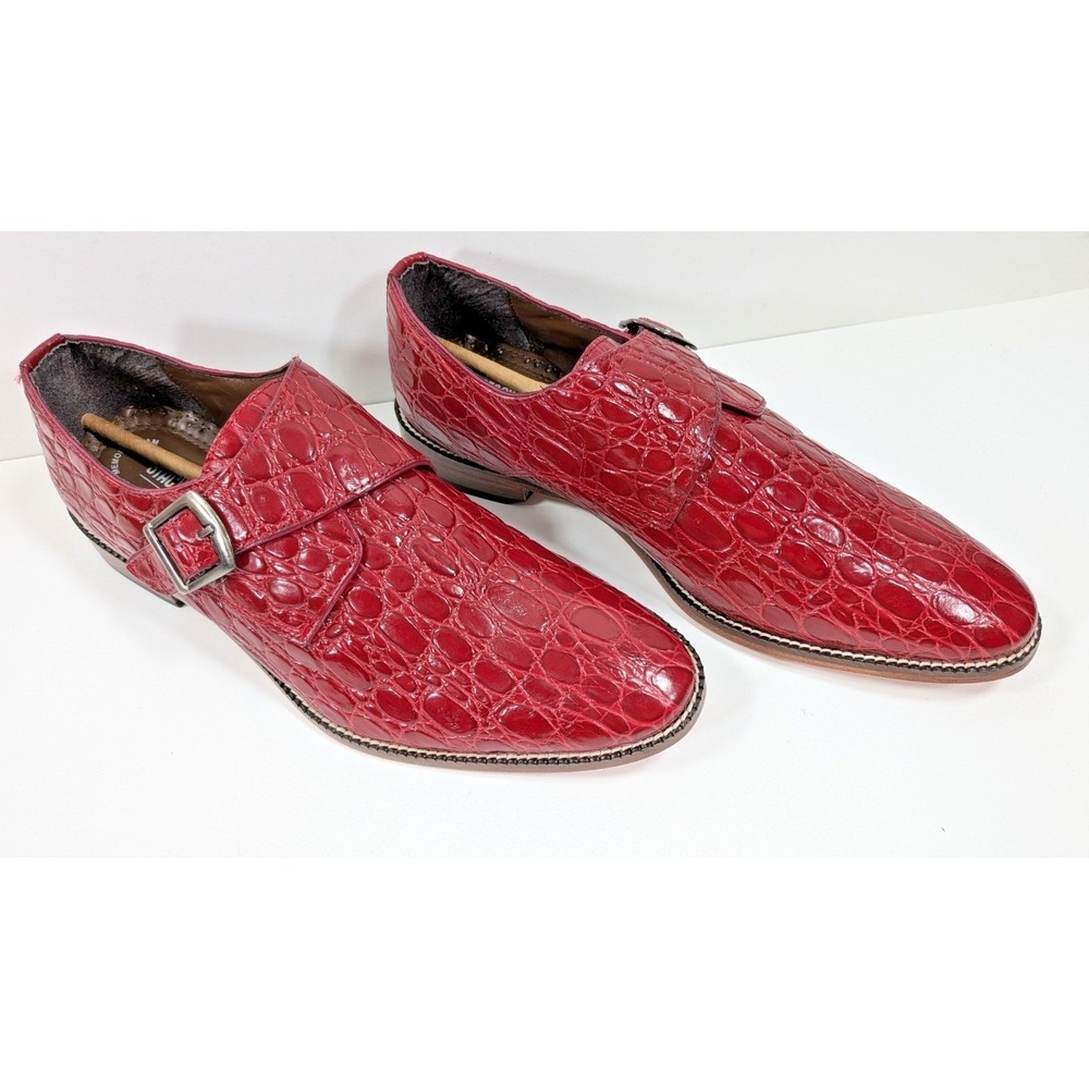 STACY ADAMS Men's Gavino Plain Toe Monk Strap Loafer 9 W Red / ROUGE